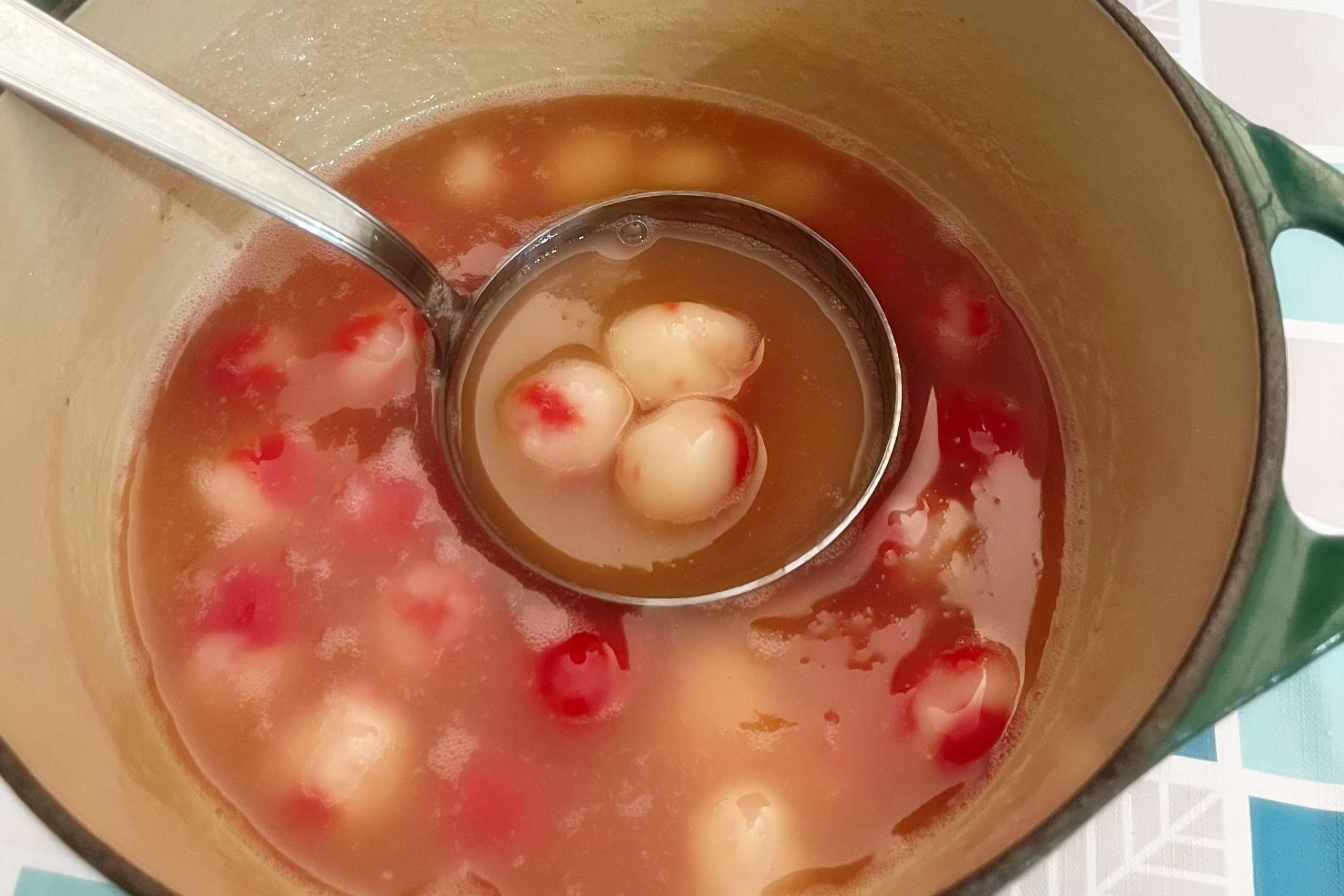 Homemade glutinous rice dumplings (tang yuan) prepared for Winter Solstice.