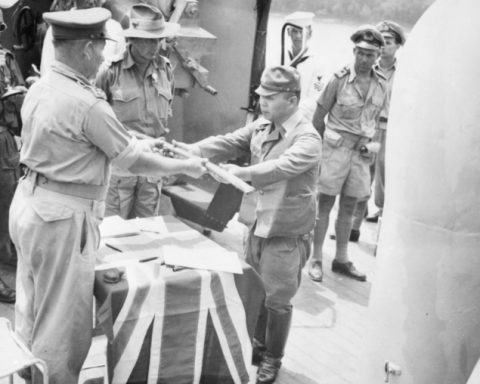 Major General Yamamura signed the Instrument of Surrender, marking the formal end of Japanese military control in Borneo. Source: Australian War Memorial